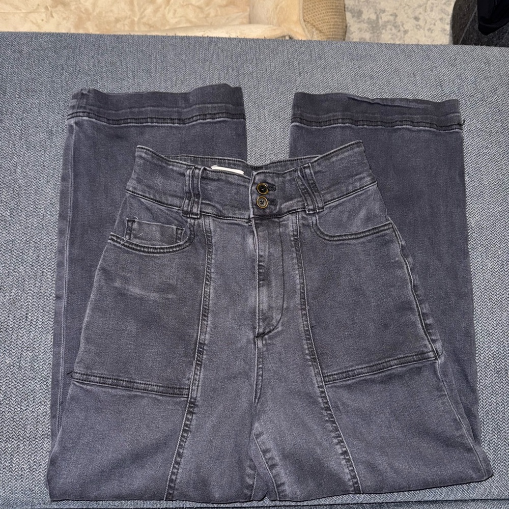 Anthropologie Pilcro washed black High-Waisted Wide Leg Jeans